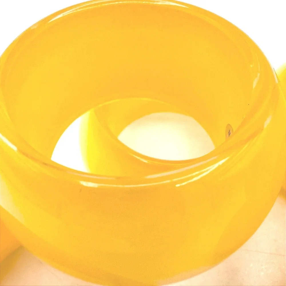 Set 6 Lucite Style Napkin Rings Translucent Yellow Retro by Kohl's Home Studio